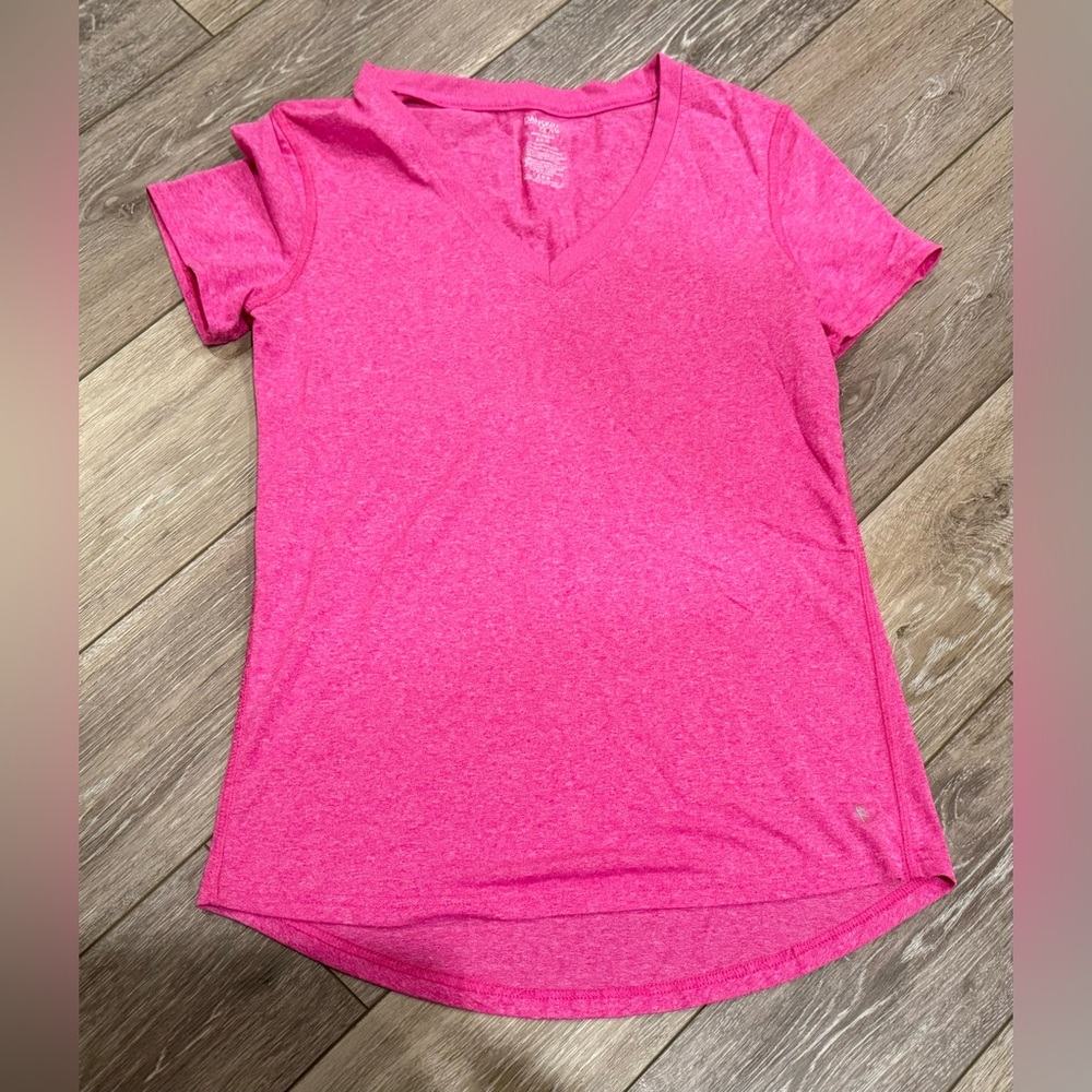 Pink Danskin V-Neck Short Sleeve Athletic Top